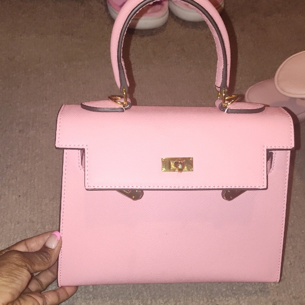 Miss Lola Pink Satchel with Gold Hardware